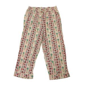 Haute Hippie Style Pants Womens Large Beige Cotton Boho Floral Casual Lounge